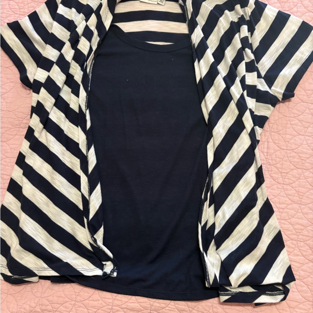 Kim Rogers Navy and White Striped Top